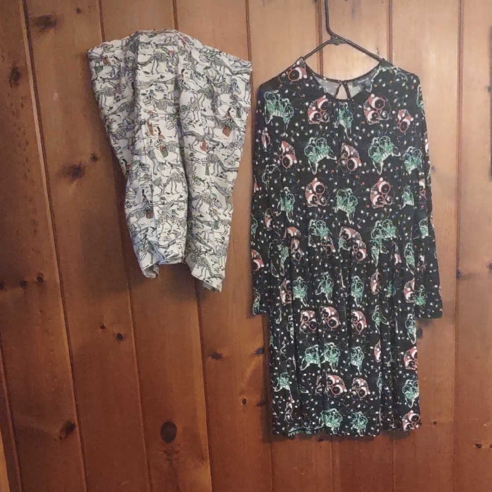 Modcloth Cat Dog Christmas Dress & Retrolicious Dinosaur Gift Skirt 1X